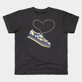 Floral Shoe With Heart-Shaped Laces Kids T-Shirt